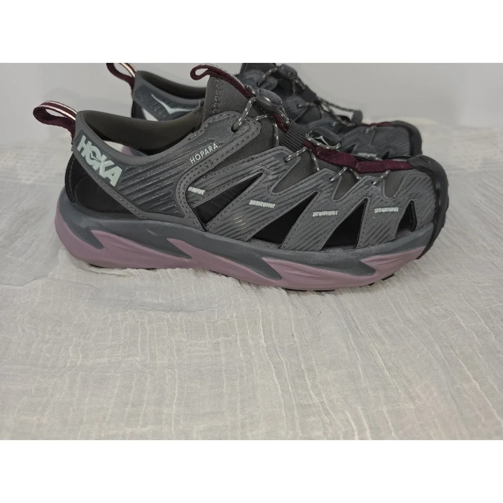 HOKA Hopara Outdoor Mountain Sandals Castlerock Elderberry Gray PurpleWomens 8.5